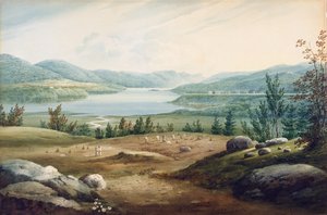 Hudson River vid West Point, New York, 1820 (wc på papper monterad på kartong)