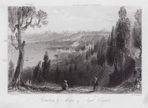 Kyrkogården och moskén i Ayub, Eyyub (gravyr)