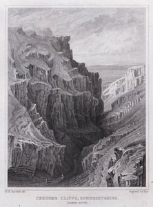 Cheddar Cliffs, Somersetshire, blickar söderut (gravyr) av William H. Bartlett