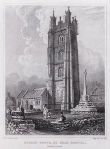 Dundry Tower, etc nära Bristol, Somersetshire (gravyr) av William H. Bartlett