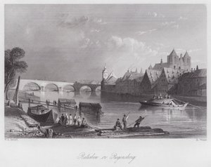 Ratisbon eller Regensberg (gravyr) av William H. Bartlett