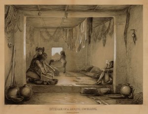 Interiör av en Hopi-bostad, sent 1800-tidigt 1900-tal.