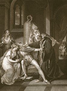 Edwy och Elgiva, graverad av Isaac Taylor, illustration från David Humes "The History of England", pub. av R. Bowyer, London, 1812 av William Hamilton