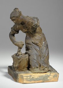 Maquette för en figur av en tvättkvinna (plasticine)