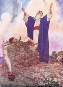 Abraham offrar Isaac, från The Bible Story publicerad av Hodder & Stoughton, ca 1930