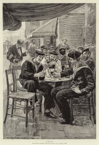 Kamrater, engelska och franska sjömän på permission i en fransk hamn av William Hatherell