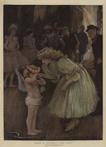 Amor i nöd, en god älva (chromolitho) av William Hatherell