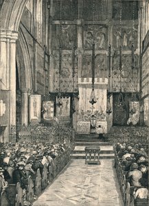 Interiör av St. Albans Church, Holborn, sent 1800-tal. av William Hatherell