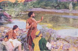 Johannes tittade på Jesus när han gick och sa, se Guds lamm, från The Bible Story publicerad av Hodder & Stoughton, ca 1930