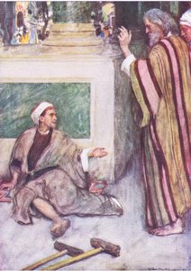 Peter och John som helar den lame mannen, från The Bible Story publicerad av Hodder & Stoughton, ca 1930 av William Hatherell