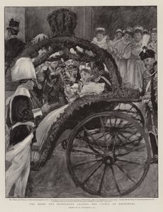 Bruden och brudgummen lämnar slottet Ehrenburg av William Hatherell