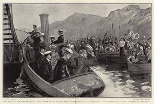 Kungens och drottningens kryssning, Hans Majestäts återkomst från en Deer Drive vid Kinlochmore till Victoria and Albert, förankrad i Loch Leven