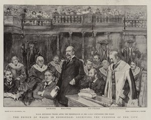 Prinsen av Wales i Edinburgh, tar emot stadens frihet av William Hatherell