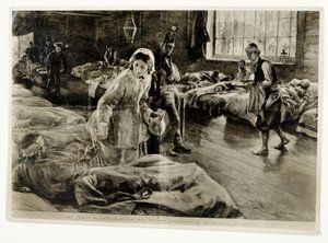 "Hjältinnan för femtio år sedan: Miss Florence Nightingale på sjukhuset i Scutari", pub. i The Graphic, 19 november 1904