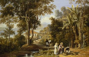 Trädgårdslandskap vid Braganzas strand, Rio de Janeiro, 1827