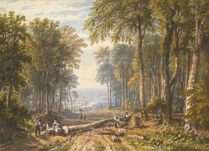 Vedhuggare vid Park Place, Henley, Themsen bortom, ca. 1826. av William Havell