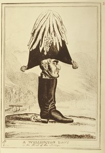 En Wellington-stövel, eller arméns chef, 1827 av William Heath