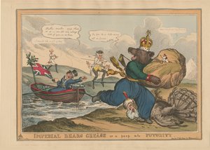 Imperial Bears Grease Grekland eller en titt in i framtiden. Karikatyr om det rysk-turkiska kriget, 1828. av William Heath