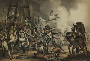 Sauve qui peut, eller Var och en för sig själv, akvatint av Thomas Sutherland (1785-1838), utgiven av James Jenkins, 1 maj 1816 (akvatint i färg) av William Heath