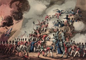 Storming av St. Sebastian, 31 augusti 1813, graverad av Thomas Sutherland (f.c.1785) av William Heath