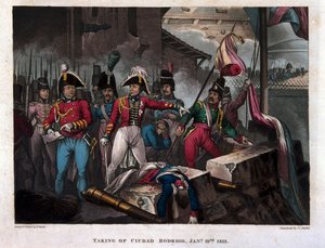 Intagande av Ciudad Rodrigo den 19 januari 1812, publicerad 1818 (akvatint) av William Heath