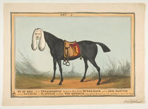 Ska säljas med alla hans förlovningar-Den berömda tävlingshästens ullsäck, 29 juni 1829. av William Heath