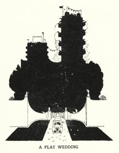 Ett platt bröllop (litho) av William Heath Robinson