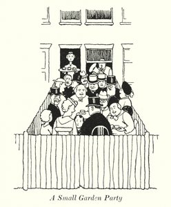 En liten trädgårdsfest (litho) av William Heath Robinson