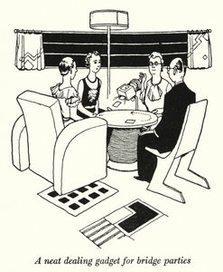 En snygg pryl för bridgefester (litho) av William Heath Robinson