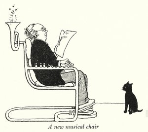 En ny musikalisk stol (litho) av William Heath Robinson