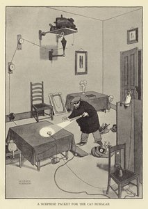 Ett överraskningspaket till kattinbrottstjuven av William Heath Robinson