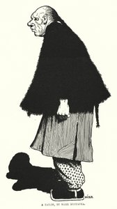 En skräddare, vid namn Mustapha (gravyr) av William Heath Robinson