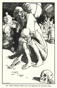 Alla mycket flitigt sysselsatta med att leta efter rostiga stift (litho) av William Heath Robinson