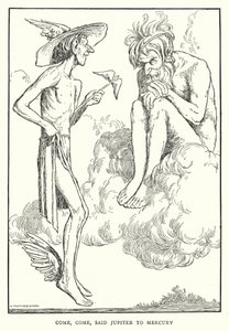 Kom, kom, sa Jupiter till Merkurius (litho) av William Heath Robinson