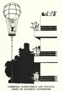 Gemensam eurrytmik och fysiska ryck på lördagseftermiddagar (litho) av William Heath Robinson