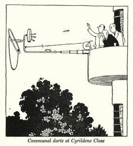 Gemensamma dart på Cyrildene Close (litho) av William Heath Robinson