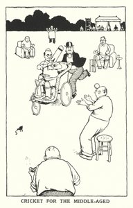 Cricket för medelålders (litho) av William Heath Robinson