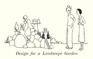 Design för en landskapsträdgård (litho) av William Heath Robinson