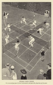 Dubbelcross-tennis, för att spara utrymme i lokala turneringar och generellt förstärka spelet av William Heath Robinson