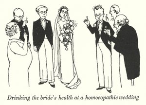 Dricker brudens hälsa vid ett homeopatiskt bröllop (litho) av William Heath Robinson