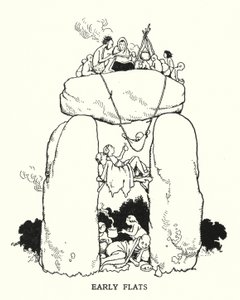 Tidiga lägenheter (litho) av William Heath Robinson