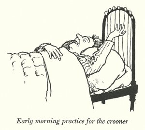 Tidig morgonträning för croonern (litho) av William Heath Robinson