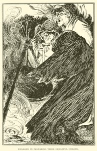 Engagerad i att förbereda sina fruktansvärda charm av William Heath Robinson