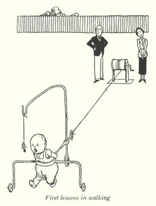 Första lektionerna i promenader (litho) av William Heath Robinson