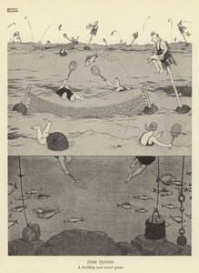 Fish Tennis, ett spännande nytt vattenspel av William Heath Robinson