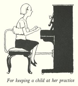 För att hålla ett barn på sin träning (litho) av William Heath Robinson
