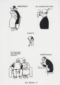 Gasmasker - I (litho) av William Heath Robinson