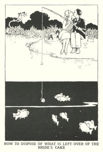 Hur man gör sig av med det som blir över av brudens tårta (litho) av William Heath Robinson