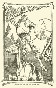 Illustration för Don Quijote (litho) av William Heath Robinson