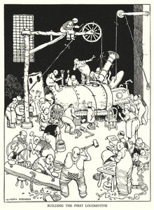 Illustration för Railway Ribaldry av W Heath Robinson (litho) av William Heath Robinson